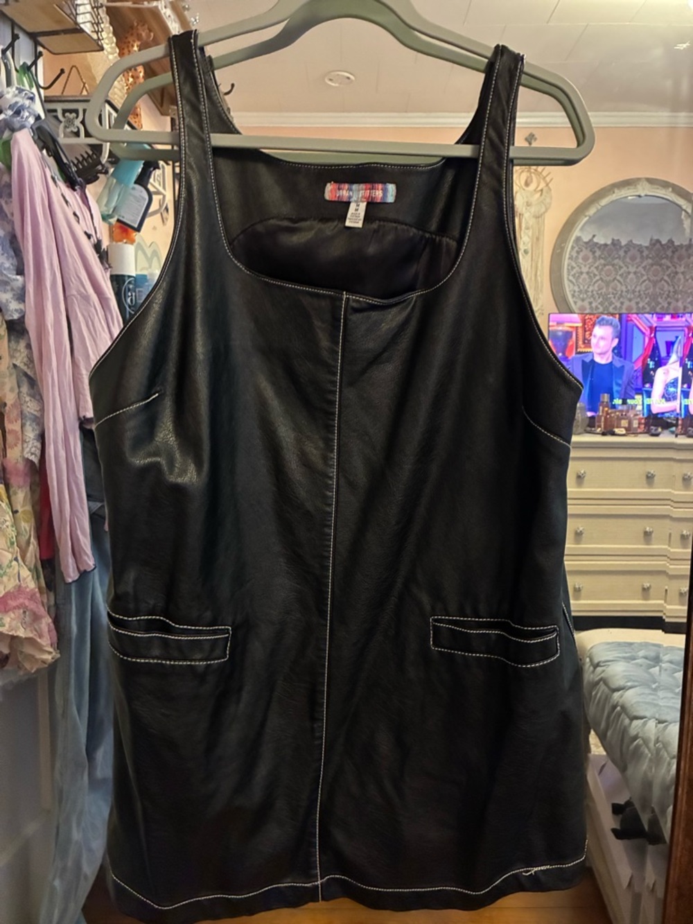 Urban Outfitters Black Faux Leather Mini Dress
